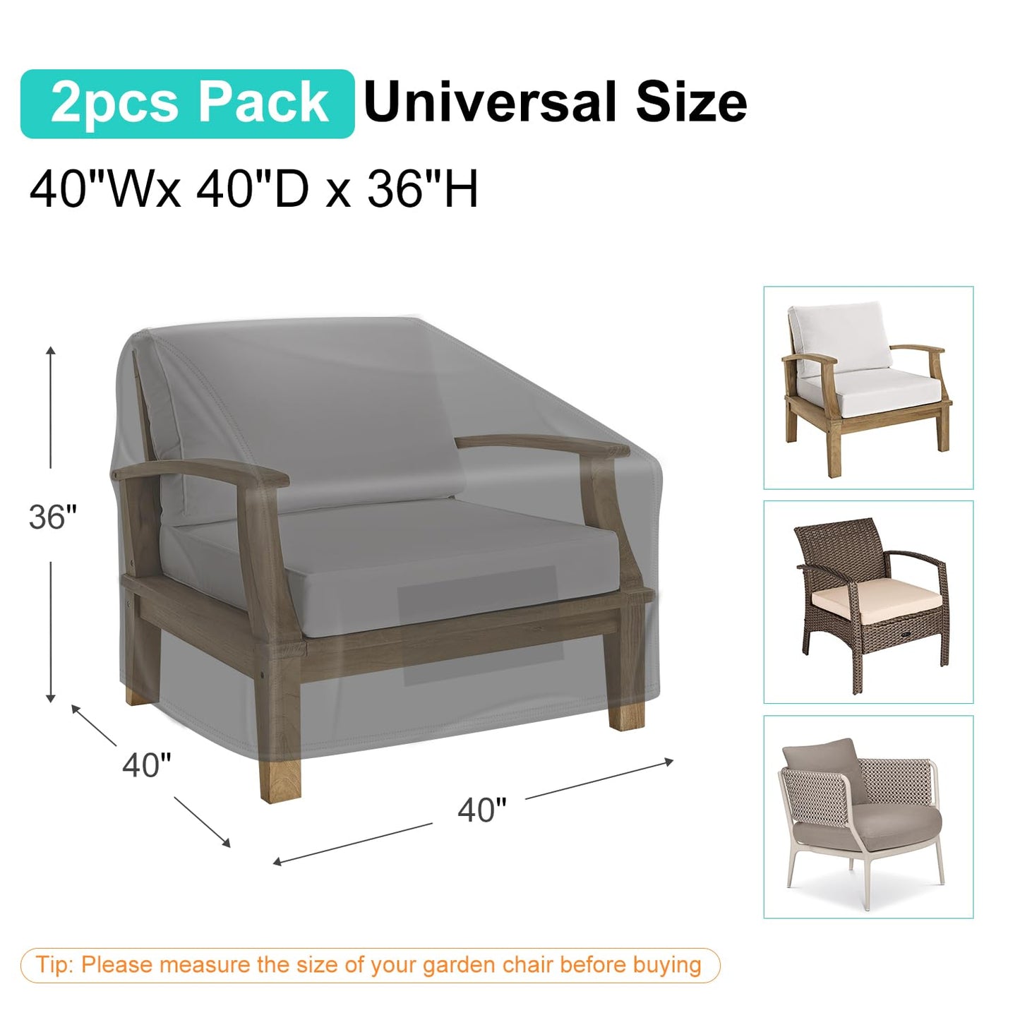 Patio Chair Covers for Outdoor Furniture Waterproof 2 Pack