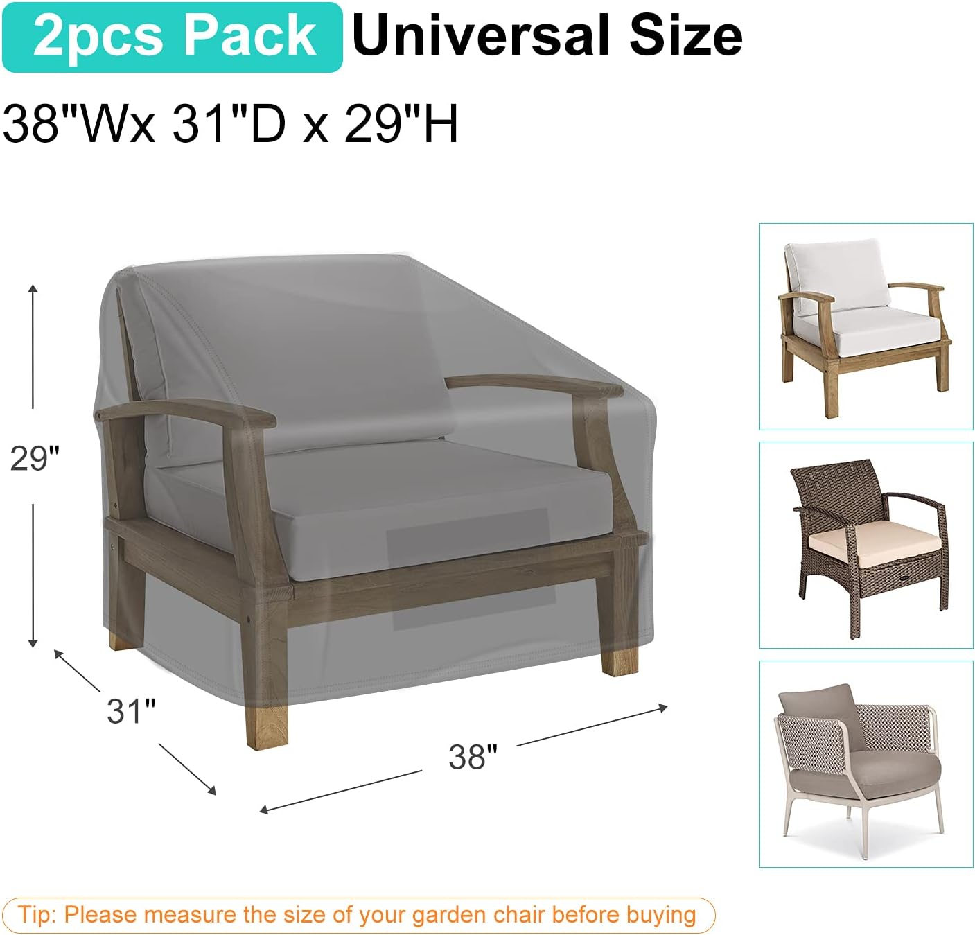 Patio Chair Covers for Outdoor Furniture Waterproof 2 Pack