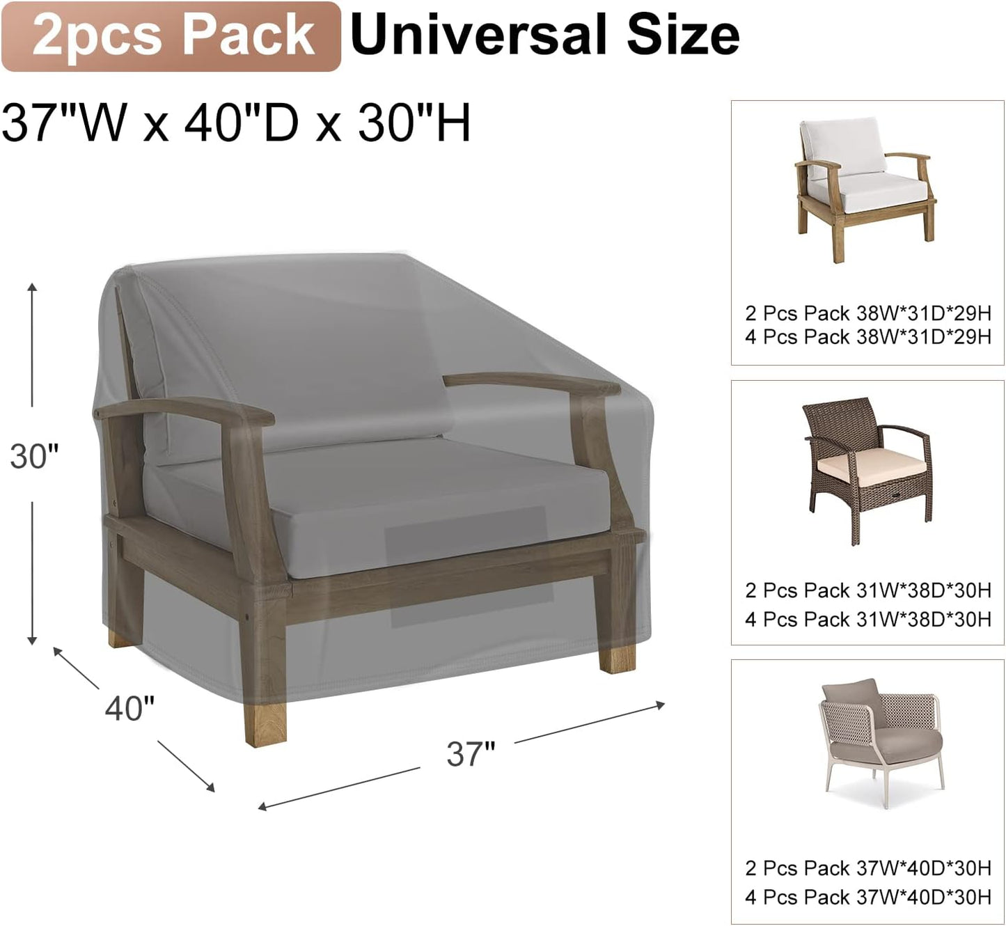 Patio Chair Covers for Outdoor Furniture Waterproof 2 Pack