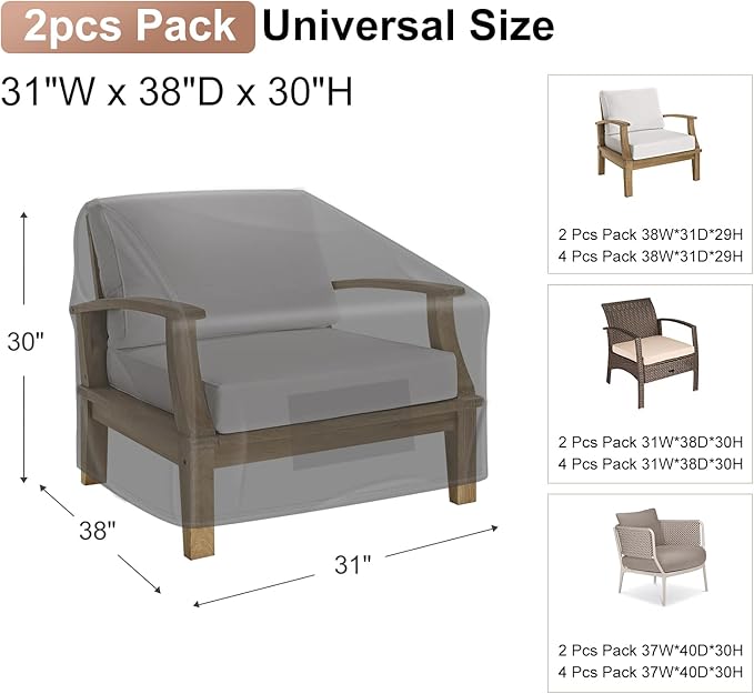 Patio Chair Covers for Outdoor Furniture Waterproof 2 Pack