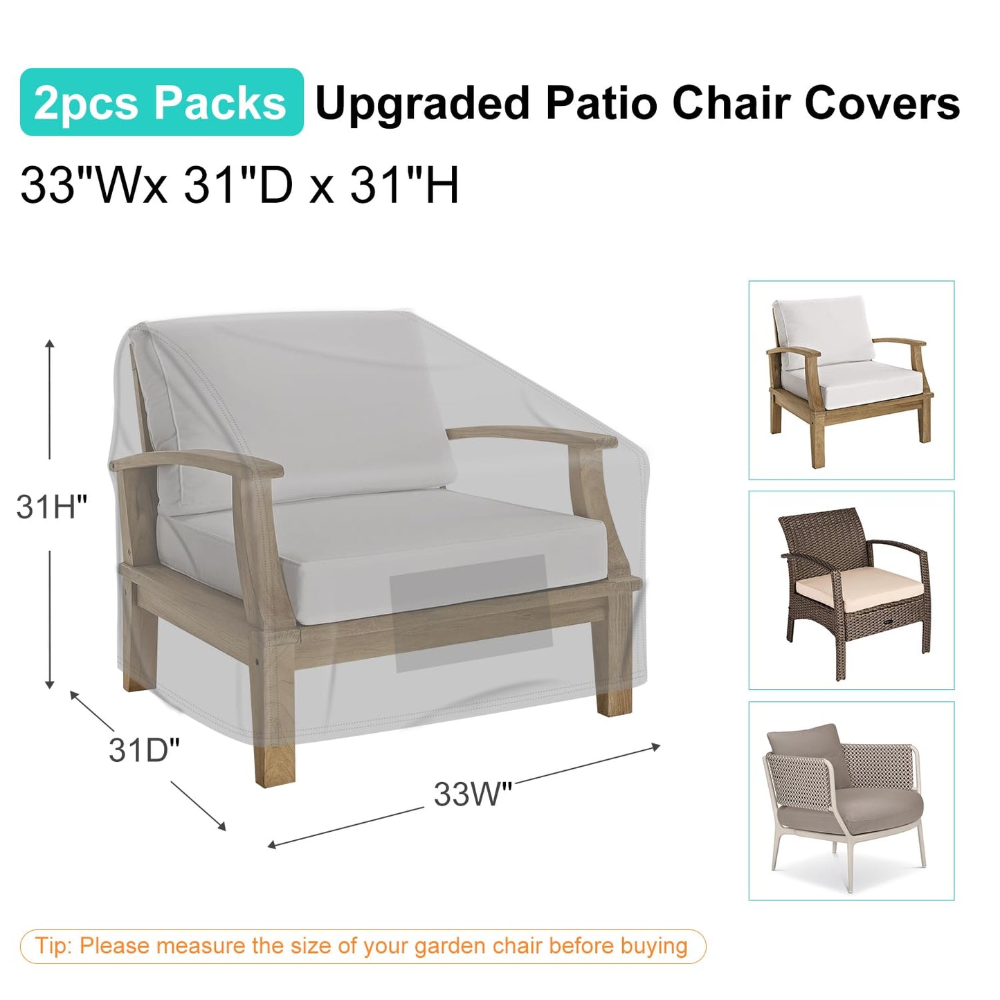 Patio Chair Covers for Outdoor Furniture Waterproof 2 Pack