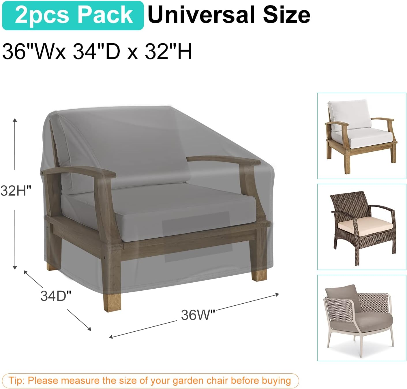 Patio Chair Covers for Outdoor Furniture Waterproof 2 Pack