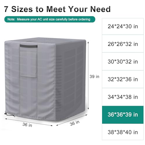 Central Large Air Conditioner Cover Grey