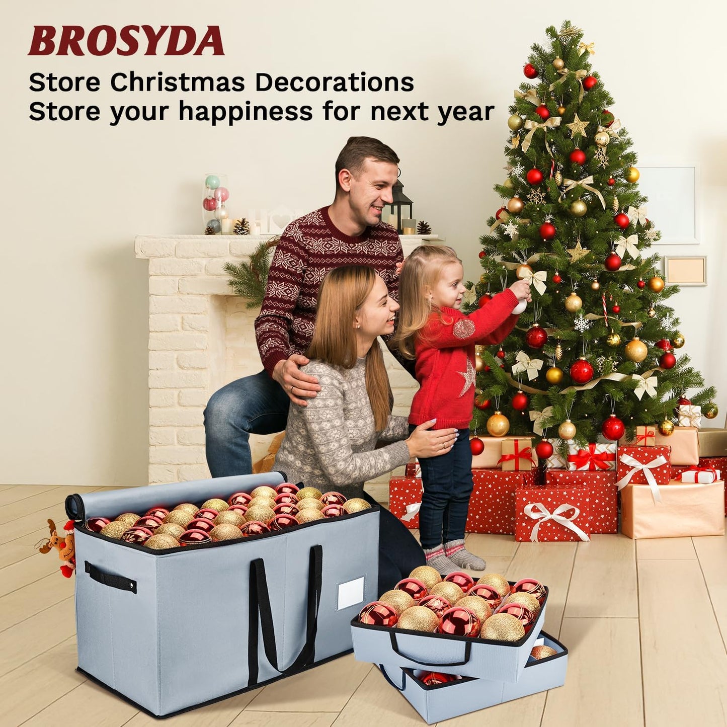 Christmas Ornament Storage Box(Grey)