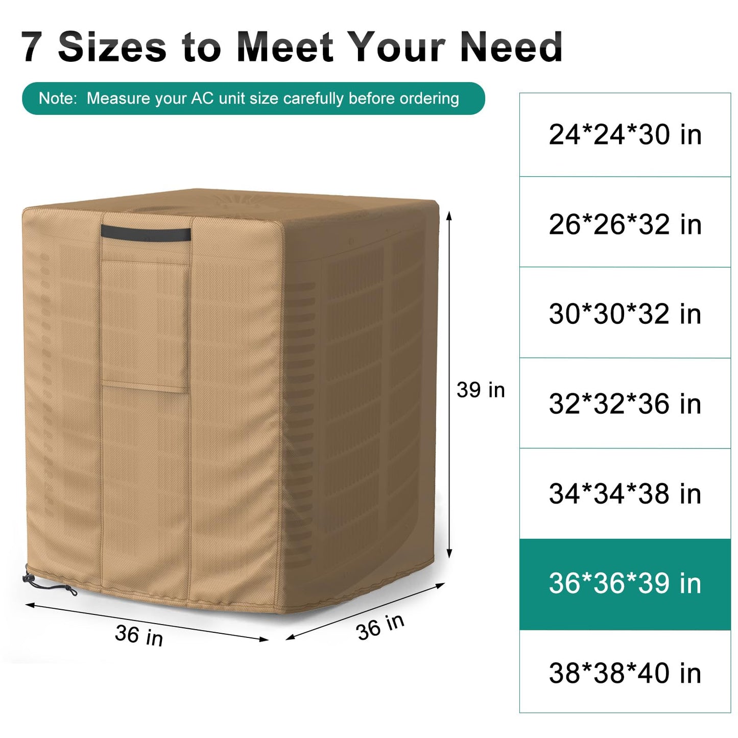 Central Large Air Conditioner Cover Brown