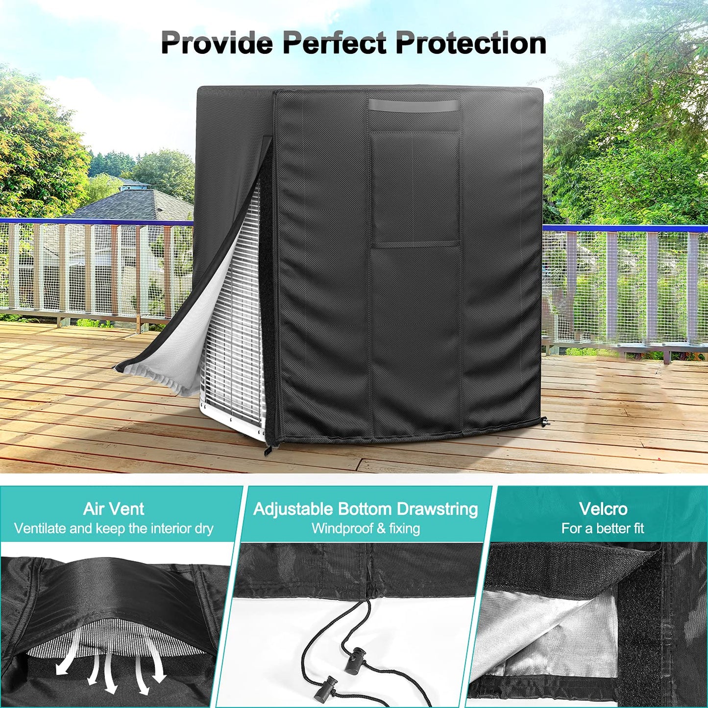 Central Large Air Conditioner Cover balck