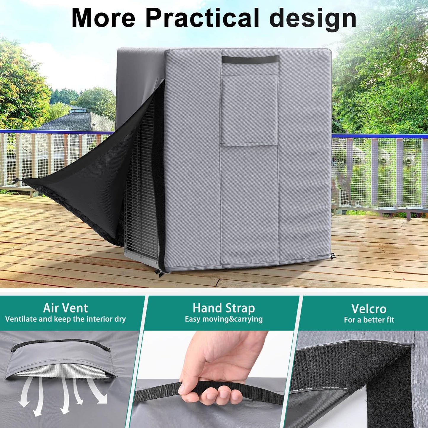 Central Large Air Conditioner Cover Grey