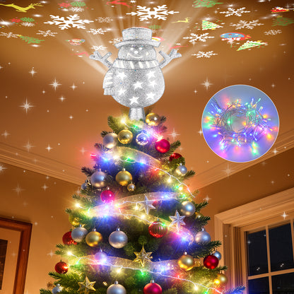 Brosyda Snowman Christmas Tree Topper （Silver)