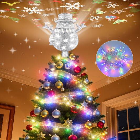 Brosyda Snowman Christmas Tree Topper （Silver)