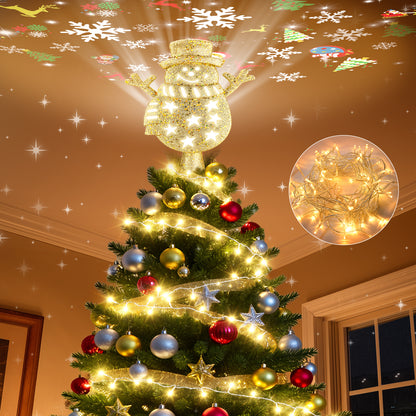 Brosyda Snowman Christmas Tree Topper （Gold)