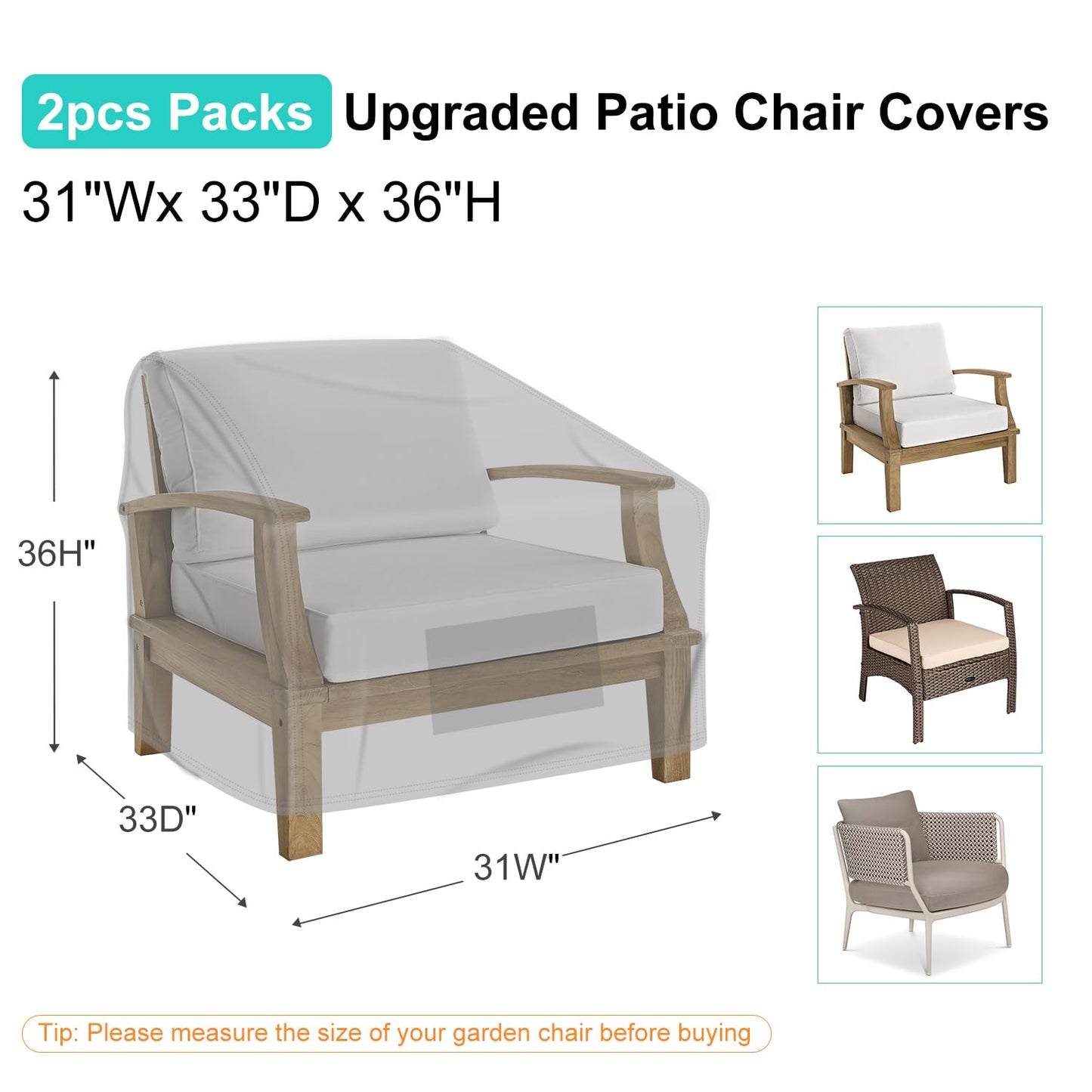Patio Chair Covers for Outdoor Furniture Waterproof 2 Pack