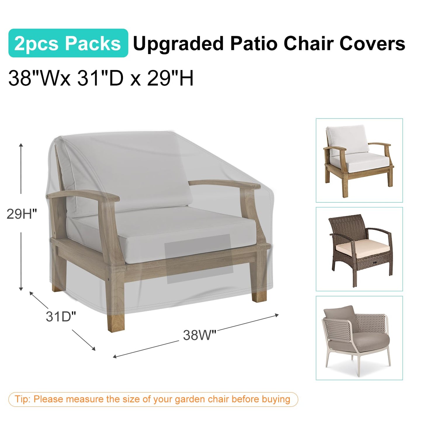 Patio Chair Covers for Outdoor Furniture Waterproof 2 Pack