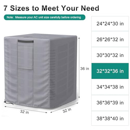 Central Large Air Conditioner Cover Grey