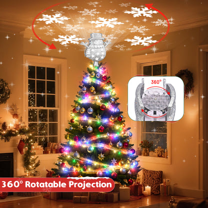 Brosyda Snowman Christmas Tree Topper （Silver)