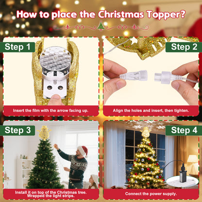 Brosyda Snowman Christmas Tree Topper （Gold)