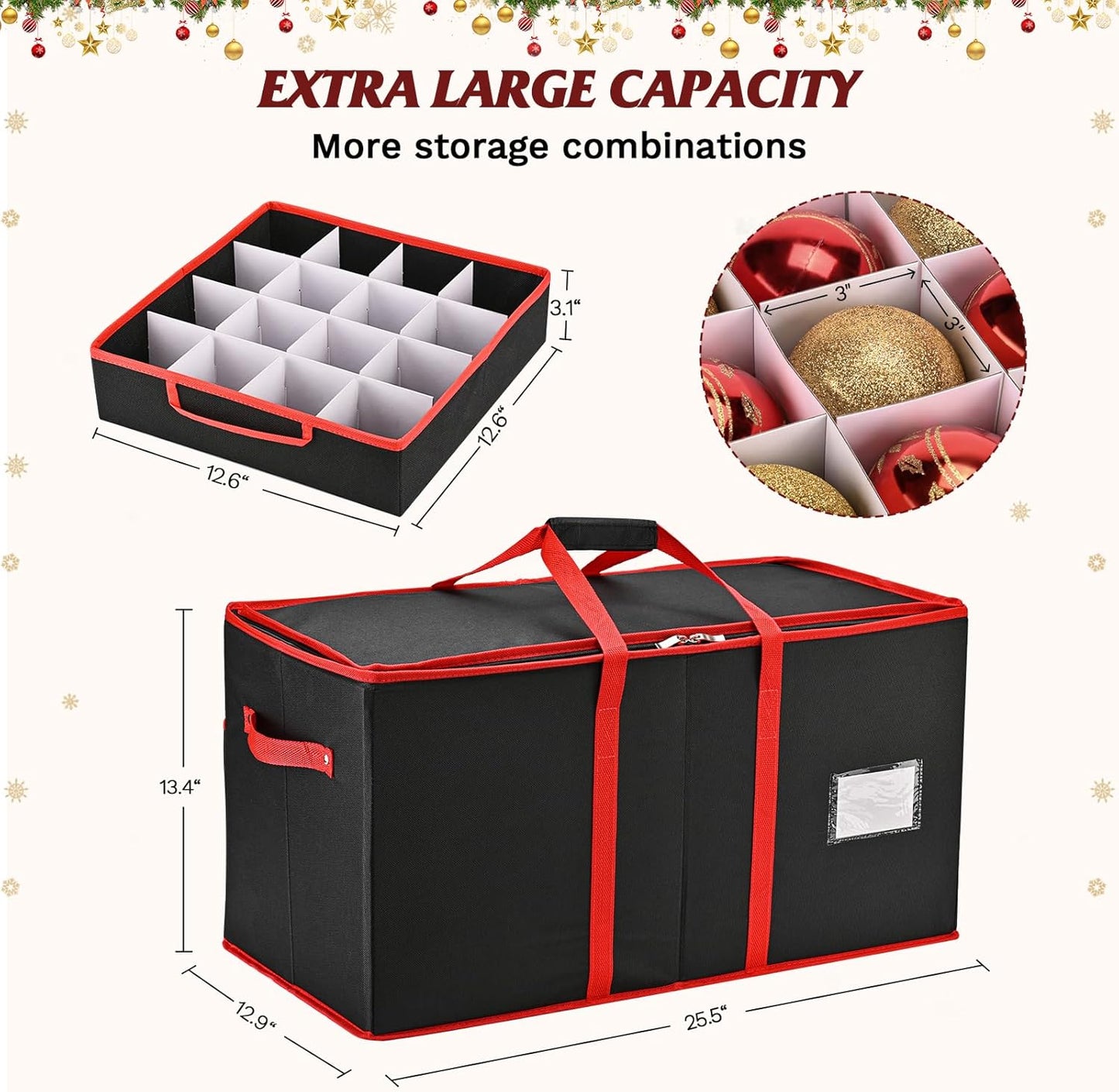 Christmas Ornament Storage Box（Black）