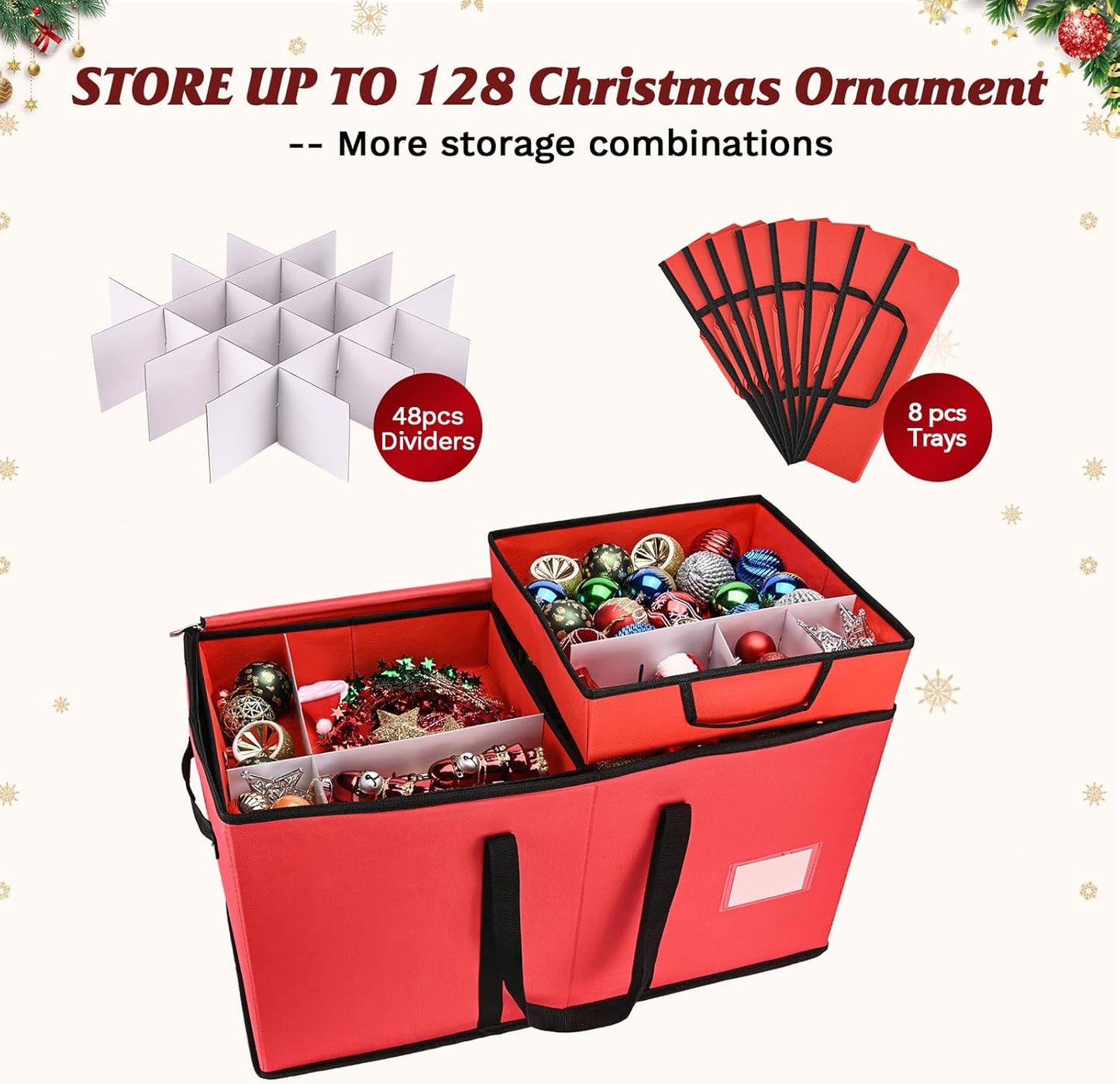 Christmas Ornament Storage Box（Red）