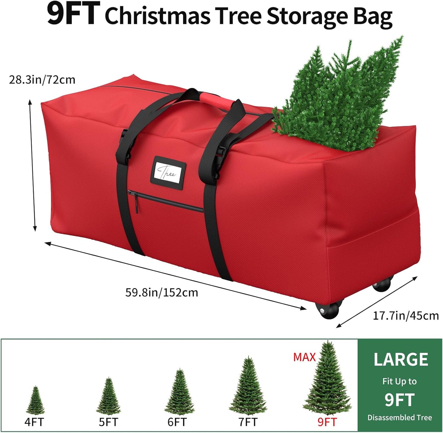 Rolling Christmas Tree Storage Bag(Red)