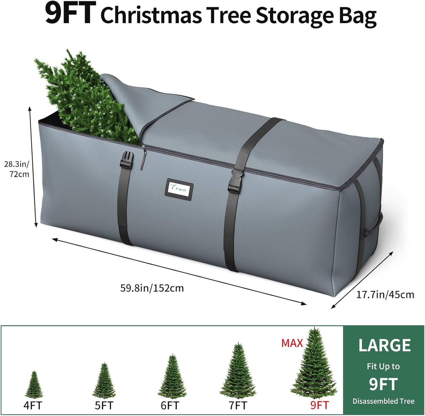 Christmas Tree Storage Bag 9Ft (Grey)