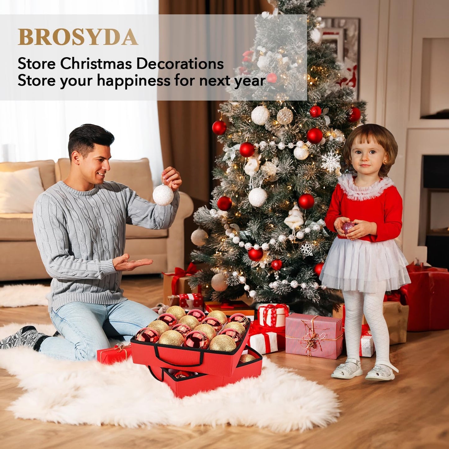 Christmas Ornament Storage Box（Red）