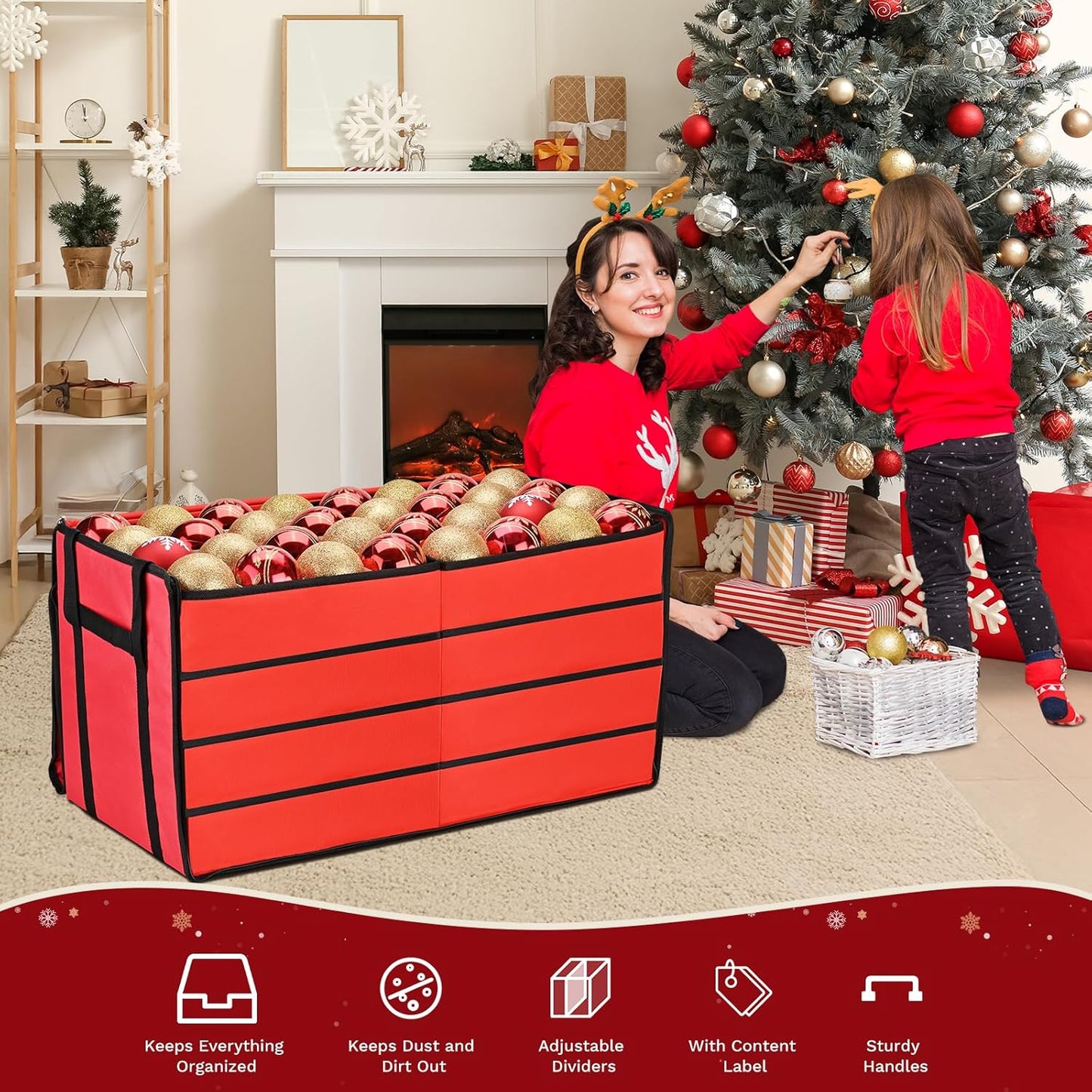 Christmas Ornament Storage Box (Red)