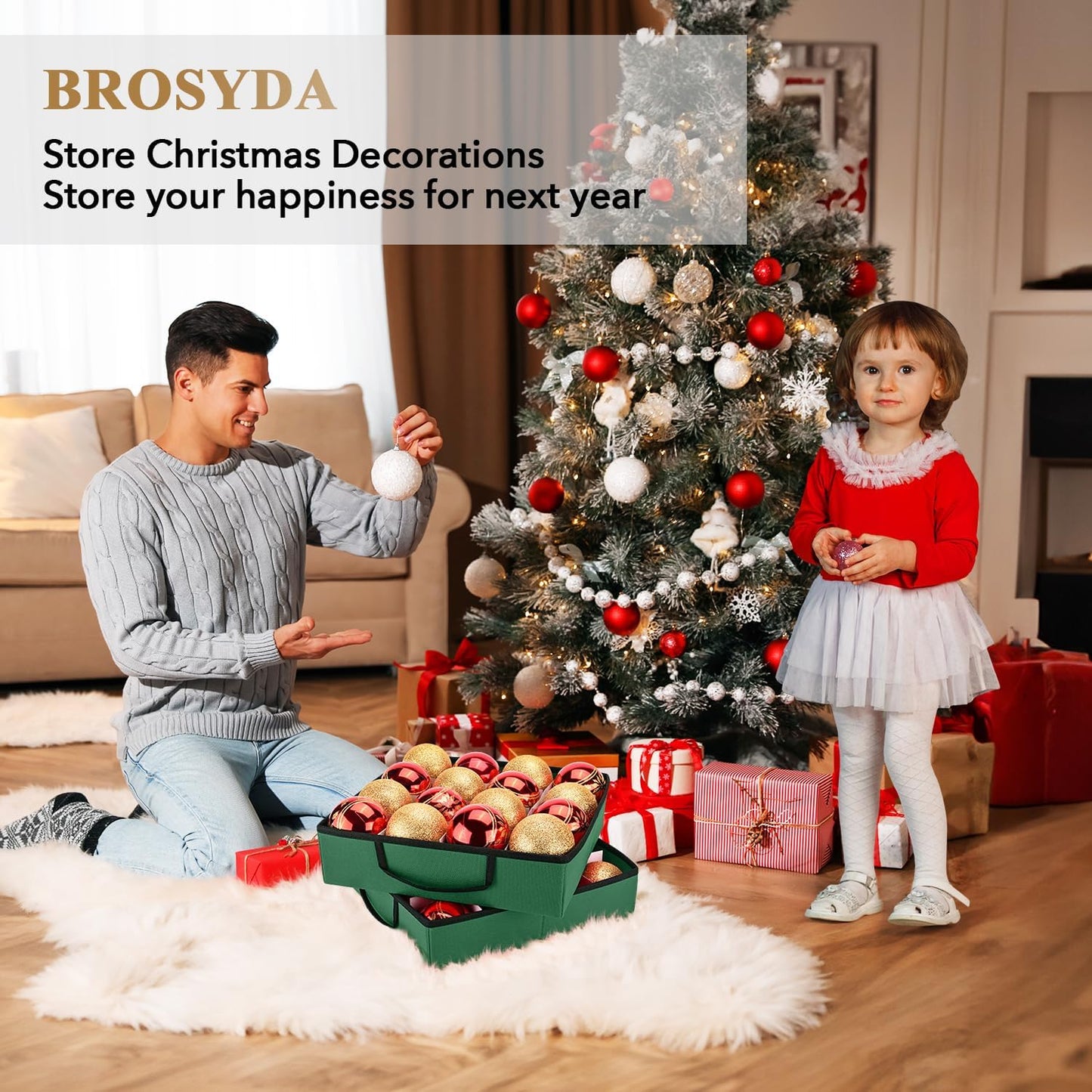 Christmas Ornament Storage Box（Green）