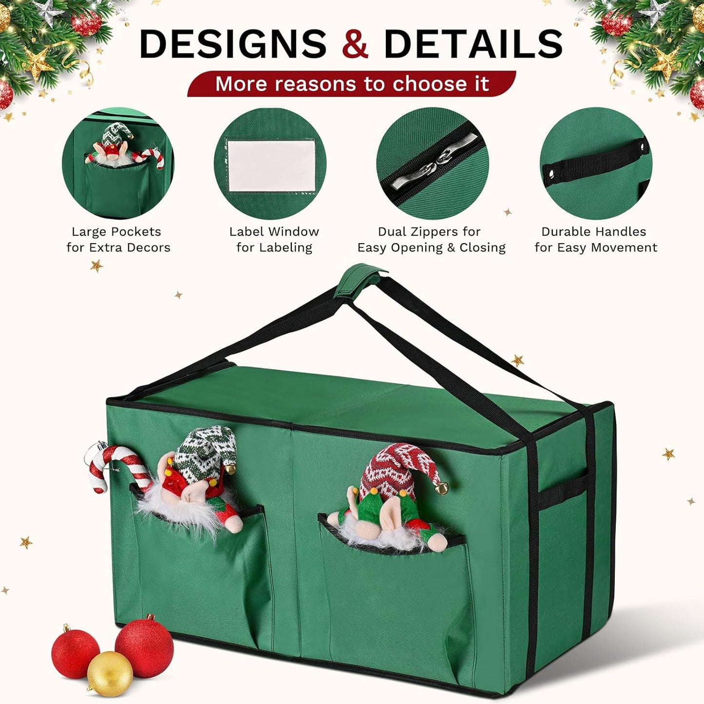 Christmas Ornament Storage Box(Green)