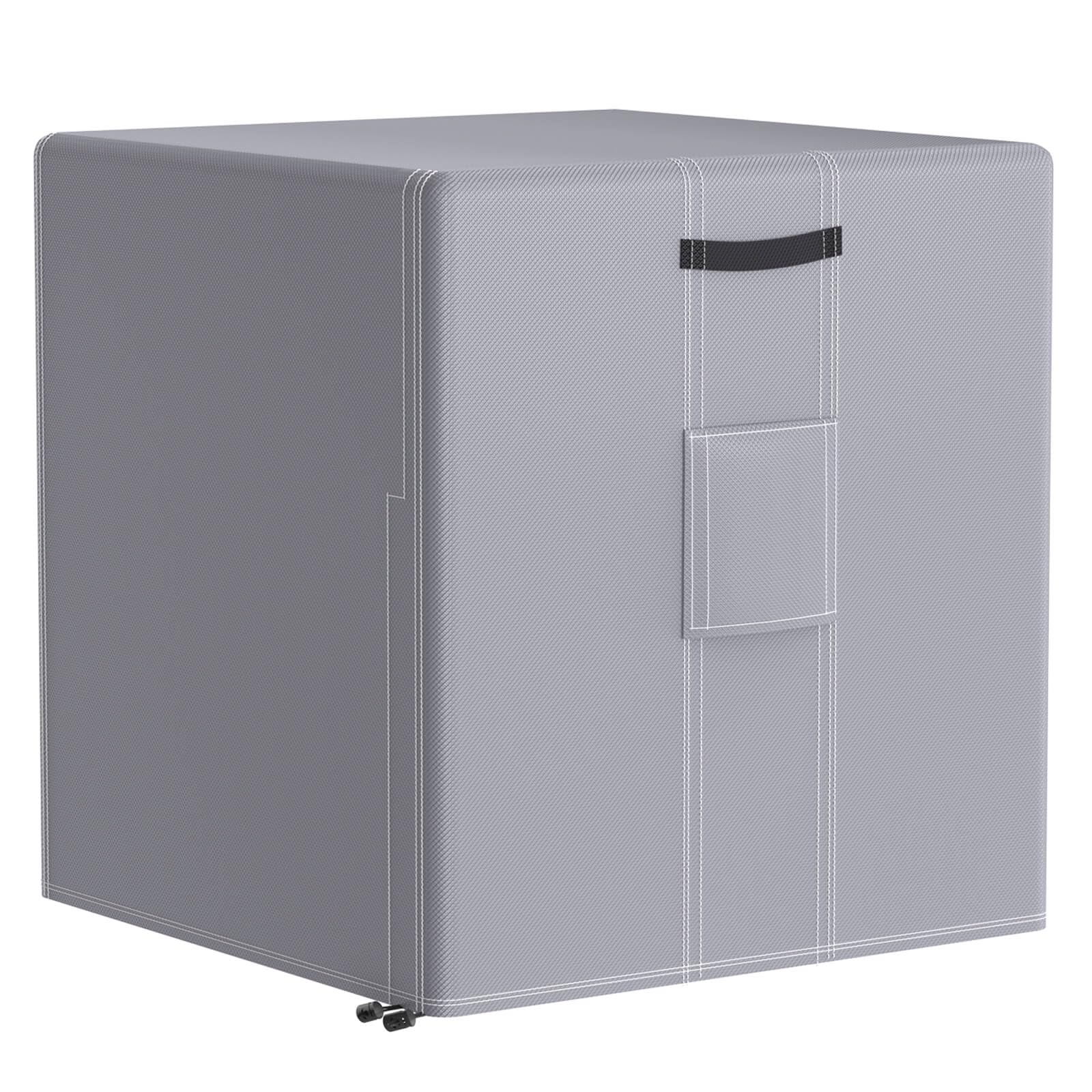 central large air conditioner cover protecting outdoor AC unit in backyard during rain