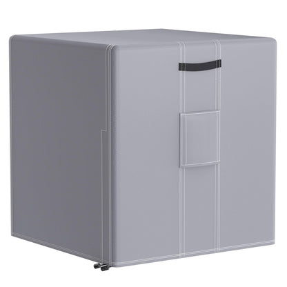 central large air conditioner cover protecting outdoor AC unit in backyard during rain