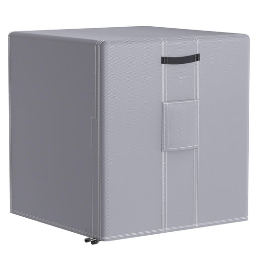 central large air conditioner cover protecting outdoor AC unit in backyard during rain